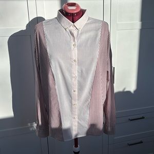 Two Tone Pink and Burgundy Button Up